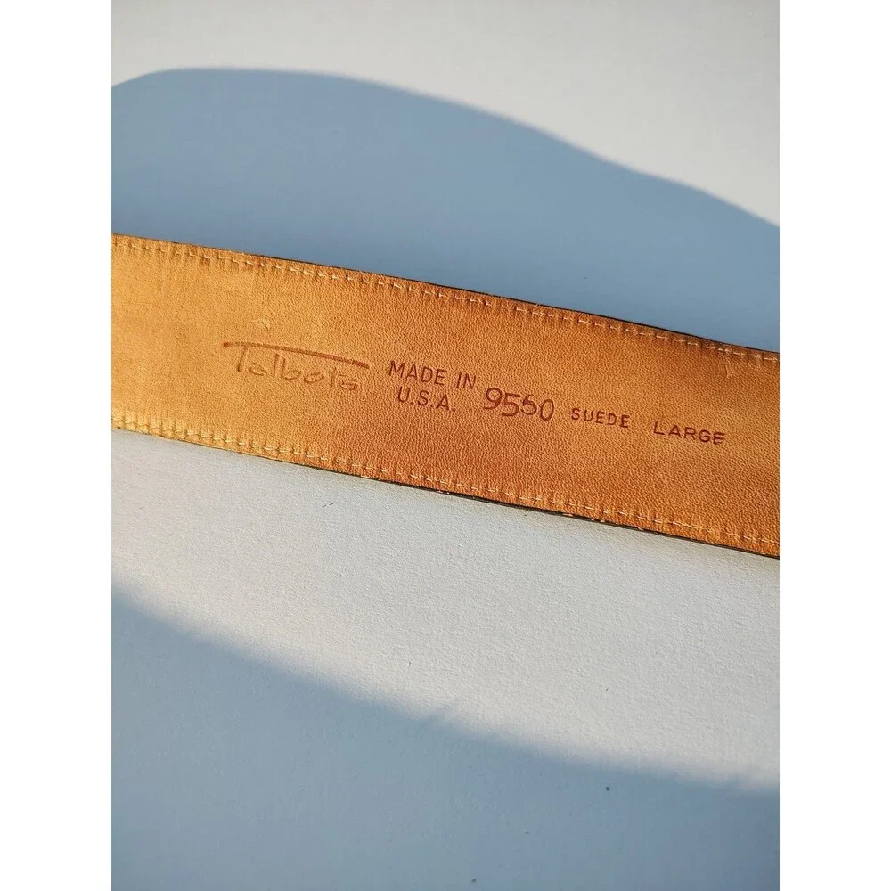 Vtg 80s Talbots Wide Hunter Green Suede Belt Large USA Made Dark Academia